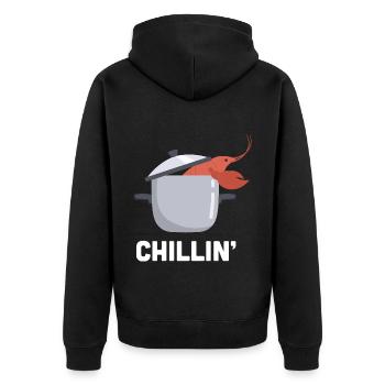 Hummer Chillin Hummer Languste Meeresfrüchte - Unisex Premium Bio Zip Hoodie - Schwarz - Hinten - Nico (187cm)