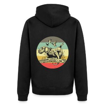 Motif allemand de chasseur de chien à poil de fil - Veste à capuche bio Premium Unisexe - noir - Dos - Nico (187cm)