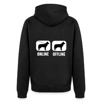 Online Offline Husky Husky Owner Husky Owner Husky Owner - Unisex Premium Organic Zip Hoodie - black - Back - Nico (187cm)
