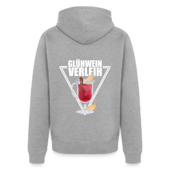 Glühwein Verleih - Unisex Premium Bio Zip Hoodie - Grau meliert - Hinten - Nico (187cm)