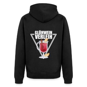 Glühwein Verleih - Unisex Premium Bio Zip Hoodie - Schwarz - Hinten - Nico (187cm)