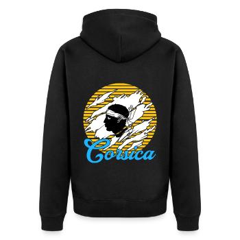 Corsica Camper - Unisex Premium Organic Zip Hoodie - black - Back - Nico (187cm)