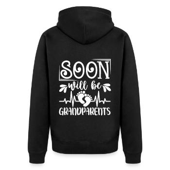 Nous serons bientôt grands-parents, nous serons grand-mère et grand-père - Veste à capuche bio Premium Unisexe - noir - Dos - Nico (187cm)