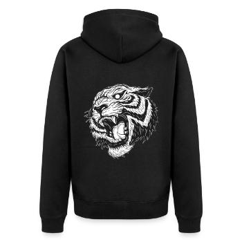 Skull Skull Horror Skeleton Halloween Tiger - Unisex Premium Organic Zip Hoodie - black - Back - Nico (187cm)