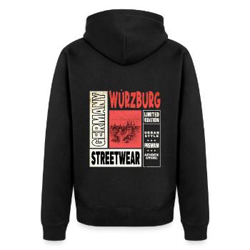 Würzburg Allemagne Ville Skyline Accueil Amour - Veste à capuche bio Premium Unisexe - noir - Dos - Nico (187cm)