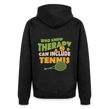Thérapie tennis drôle de dicton - Veste à capuche bio Premium Unisexe - noir - Dos - Nico (187cm)