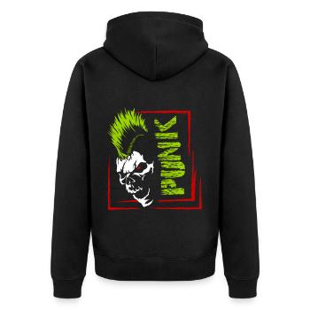 Punk Musik Punker Punkrock Irokesenschnitt Rocker - Unisex Premium Bio Zip Hoodie - Schwarz - Hinten - Nico (187cm)
