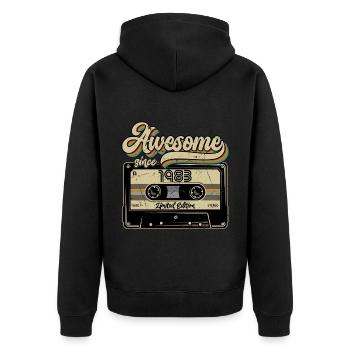 1983 vintage birthday retro vintage gift - Unisex Premium Organic Zip Hoodie - black - Back - Nico (187cm)