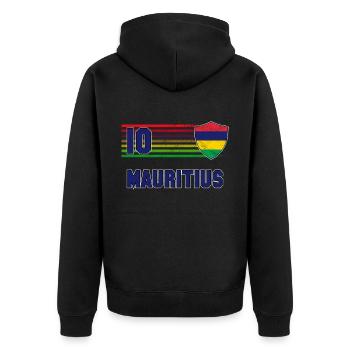 Mauritius Football Team - Unisex Premium Organic Zip Hoodie - black - Back - Nico (187cm)