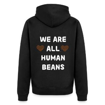 We are all human beans. Trends. Unic - Unisex Premium Organic Zip Hoodie - black - Back - Nico (187cm)