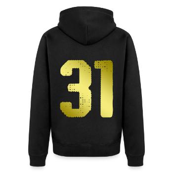 31 Maillot numéro - Veste à capuche bio Premium Unisexe - noir - Dos - Nico (187cm)
