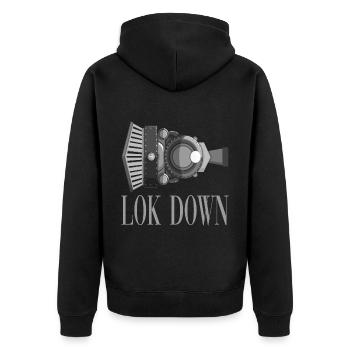 Eisenbahner Lockdown für einen Eisenbahner - Unisex Premium Bio Zip Hoodie - Schwarz - Hinten - Nico (187cm)