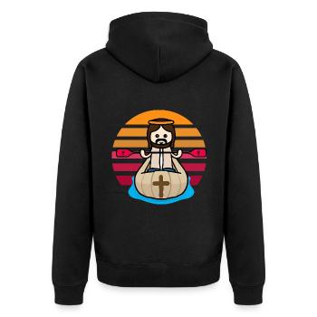 Jésus en kayak - Veste à capuche bio Premium Unisexe - noir - Dos - Nico (187cm)