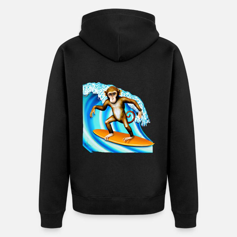 Singe Surfeur - Veste à capuche bio Premium Unisexe - noir