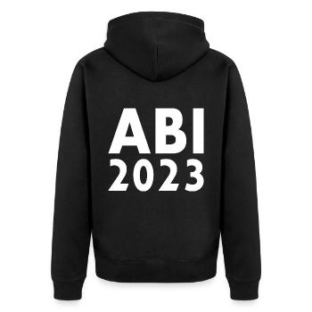 Abi 2023 - Unisex Premium Bio Zip Hoodie - Schwarz - Hinten - Nico (187cm)