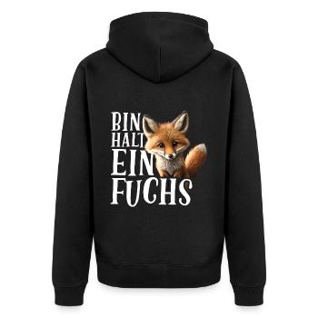 Bin halt ein Fuchs Fuchsliebhaber Statement - Unisex Premium Bio Zip Hoodie - Schwarz - Hinten - Nico (187cm)