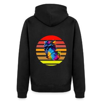 Schmetterling mit Farbklecksen - Unisex Premium Bio Zip Hoodie - Schwarz - Hinten - Nico (187cm)