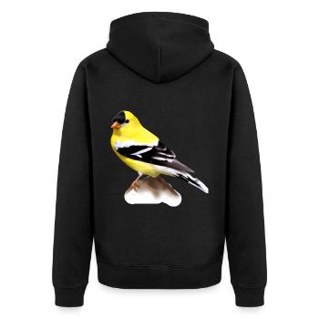 Amerikanischer Stieglitz - Unisex Premium Bio Zip Hoodie - Schwarz - Hinten - Nico (187cm)