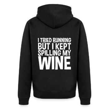 I Tried Running But I Kept Spilling My Wine 2 - Unisex Premium Organic Zip Hoodie - black - Back - Nico (187cm)