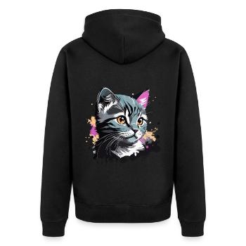 süsses Kätzchen, Katze - Unisex Premium Bio Zip Hoodie - Schwarz - Hinten - Nico (187cm)