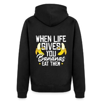 Drôle de citation de banane - Veste à capuche bio Premium Unisexe - noir - Dos - Nico (187cm)