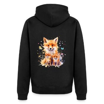 Renard aquarelle, Fox, hipster, swag - Veste à capuche bio Premium Unisexe - noir - Dos - Nico (187cm)
