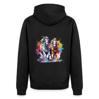 cheval, horse - Veste à capuche bio Premium Unisexe - noir - Dos - Nico (187cm)