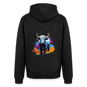 Eringer, vache d'hérens suisse - Veste à capuche bio Premium Unisexe - noir - Dos - Nico (187cm)