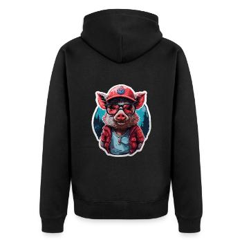 Wild Boar Cool Mignon Casquette de baseball et lunettes de soleil - Veste à capuche bio Premium Unisexe - noir - Dos - Nico (187cm)