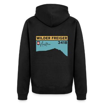Wilder Freiger Bergtour Roter Grat Gipfel Höhe - Unisex Premium Bio Zip Hoodie - Schwarz - Hinten - Nico (187cm)