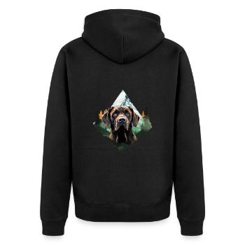 Hund Winter Wald Berge Hunde Tiere Natur - Unisex Premium Bio Zip Hoodie - Schwarz - Hinten - Nico (187cm)