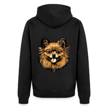 Pomeranian Dog Head Animal - Unisex Premium Organic Zip Hoodie - black - Back - Nico (187cm)