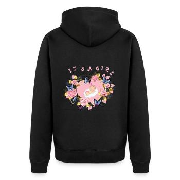It's a girl Geburt Tochter Babyparty Baby Shower - Unisex Premium Bio Zip Hoodie - Schwarz - Hinten - Nico (187cm)