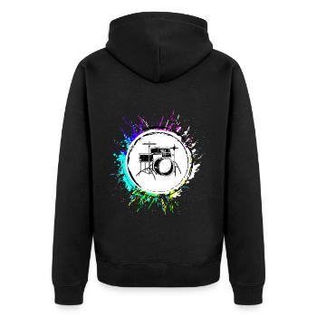 Drums Music - Unisex Premium Organic Zip Hoodie - black - Back - Nico (187cm)
