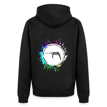 Bohrmaschine Symbol Werkzeug - Unisex Premium Bio Zip Hoodie - Schwarz - Hinten - Nico (187cm)
