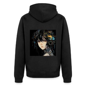 Anime Augen Digital - Unisex Premium Bio Zip Hoodie - Schwarz - Hinten - Nico (187cm)