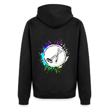 Hammer Werkzeug Symbol - Unisex Premium Bio Zip Hoodie - Schwarz - Hinten - Nico (187cm)