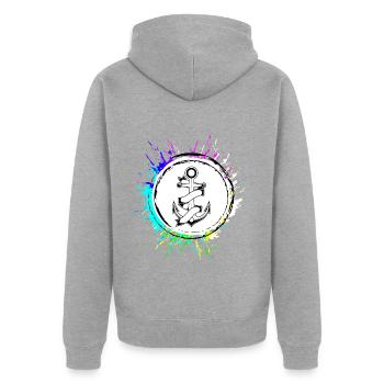Anker Tattoo - Unisex Premium Bio Zip Hoodie - Grau meliert - Hinten - Nico (187cm)