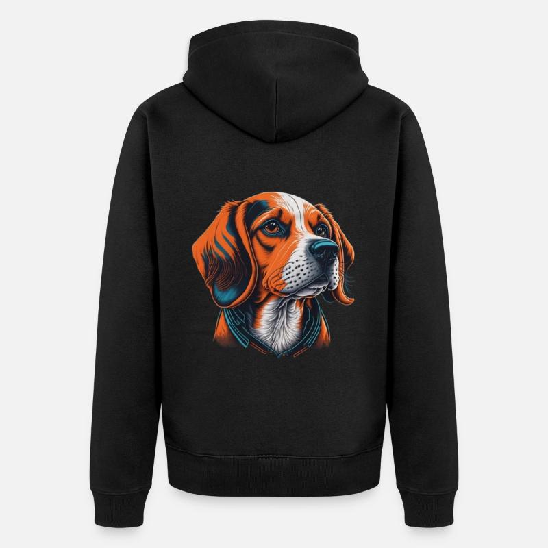 Beagle Kopf - Unisex Premium Bio Zip Hoodie - Schwarz