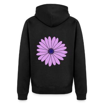 Blume lila Margerite - Unisex Premium Bio Zip Hoodie - Schwarz - Hinten - Nico (187cm)