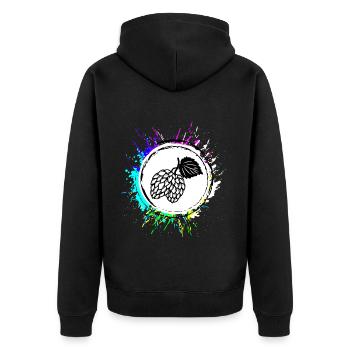 Bier Hopfen zapfen Brauerei - Unisex Premium Bio Zip Hoodie - Schwarz - Hinten - Nico (187cm)