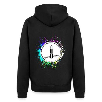 Make Up Cosmetics Icon - Unisex Premium Organic Zip Hoodie - black - Back - Nico (187cm)