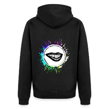 Lippen symbol Beauty - Unisex Premium Bio Zip Hoodie - Schwarz - Hinten - Nico (187cm)