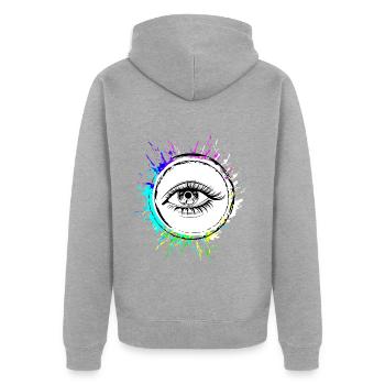 Eyes symbol eyelashes - Unisex Premium Organic Zip Hoodie - heather grey - Back - Nico (187cm)