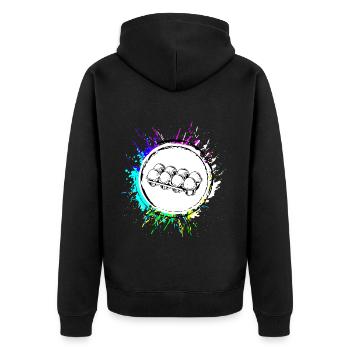 Eier symbol - Unisex Premium Bio Zip Hoodie - Schwarz - Hinten - Nico (187cm)