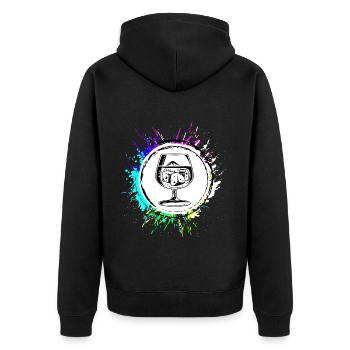 Whisky Icon - Unisex Premium Bio Zip Hoodie - Schwarz - Hinten - Nico (187cm)