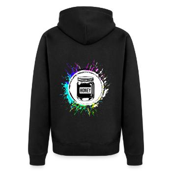 Honey symbol beekeeper - Unisex Premium Organic Zip Hoodie - black - Back - Nico (187cm)