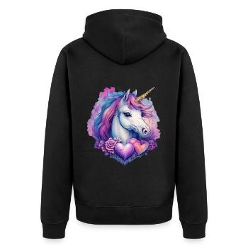 Unicorn Head - Unisex Premium Organic Zip Hoodie - black - Back - Nico (187cm)