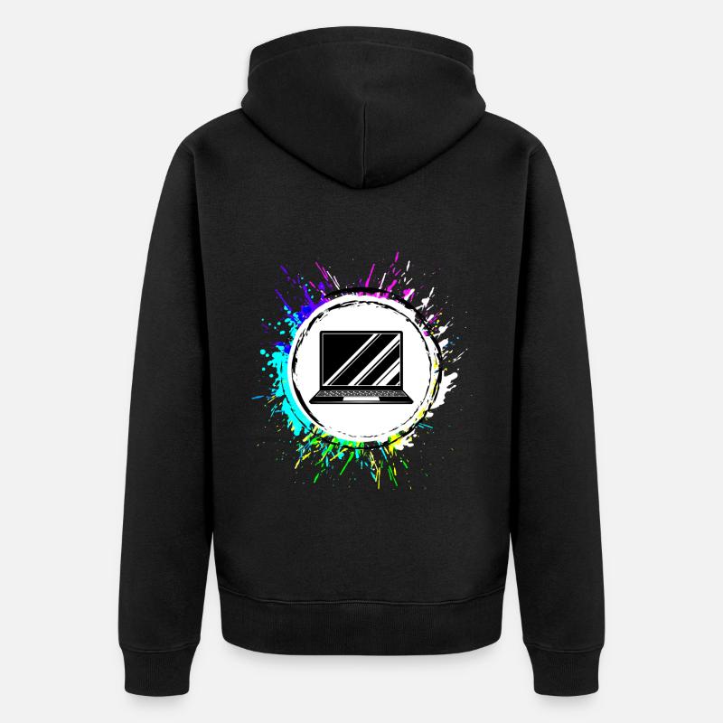 Laptop Symbol Bunt - Unisex Premium Bio Zip Hoodie - Schwarz