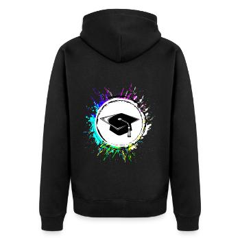 Student Abschluss Abitur Bunt - Unisex Premium Bio Zip Hoodie - Schwarz - Hinten - Nico (187cm)